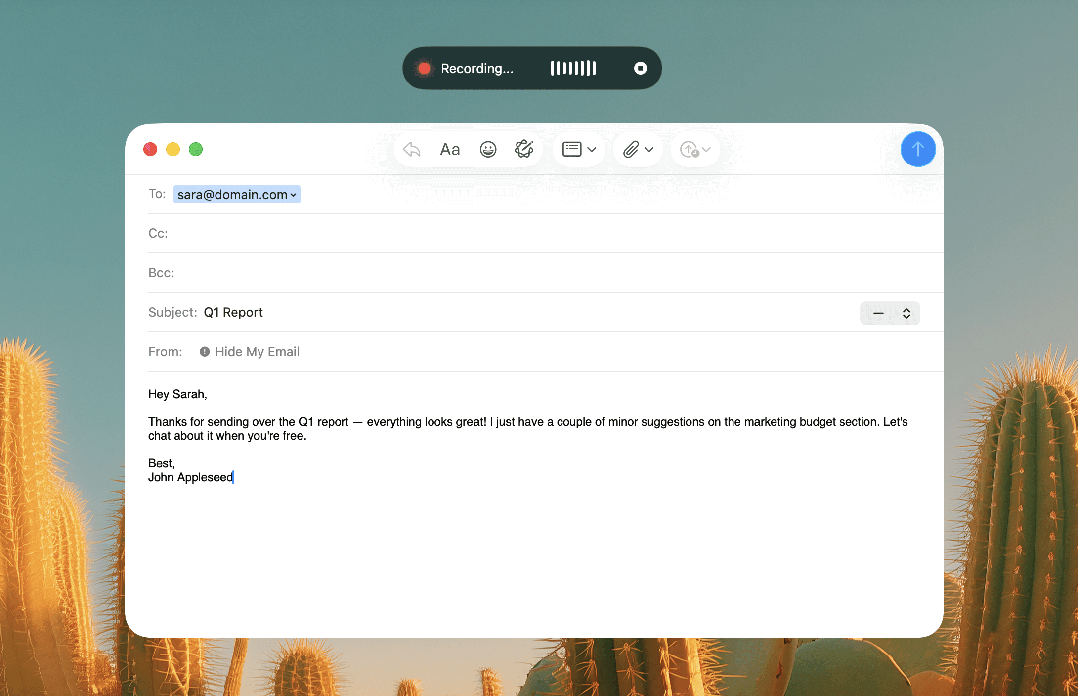 MacTranscribe overlay while writing